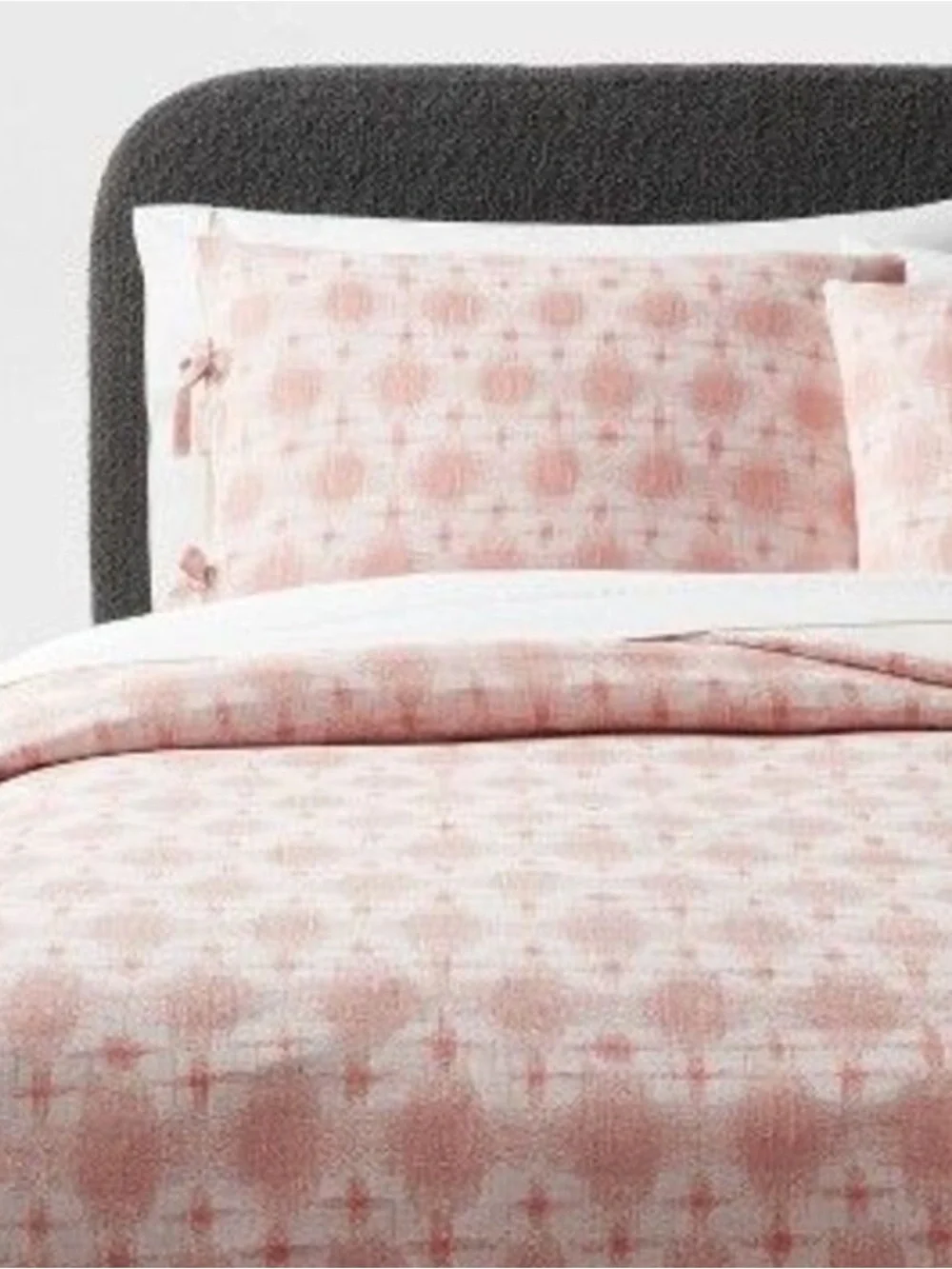 NEW Threshold Yarn Dyed Cotton Pink Ikat 3 Pc Duvet Cover Set